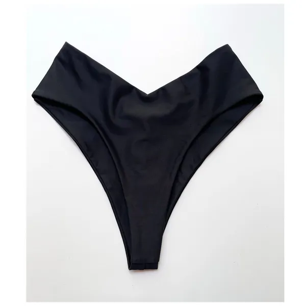 Quince Italian V-Cut High-Leg Bikini Bottom Swim Black Size XS NEW - Image 3