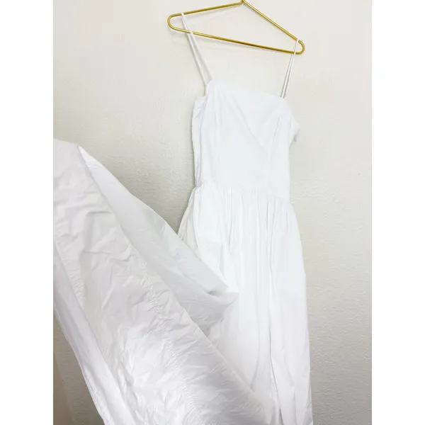 Madewell White Seamed Poplin Midi Sundress Size 6 Drop Waist Chic Quiet Luxury - Image 13