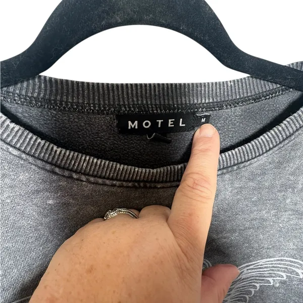 Motel Glo Sweatshirt in‎ Stone Wash Cherub Angelo Print Oversized Size Medium - Image 3