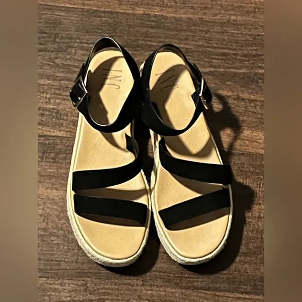 INC Black Espadrille Platform Sandals Size 8.5 - Image 4