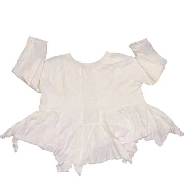 Free People Ivory Gold Duster Oversized Sweatshirt Top Small - Image 7