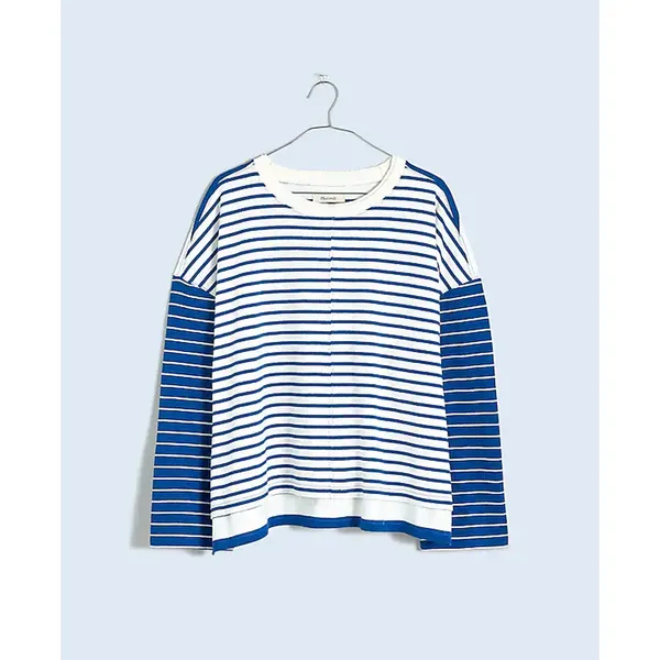 Madewell Easy Long-Sleeve Rugby Tee Contrasting Stripe Pure blue XS NWT - Image 4