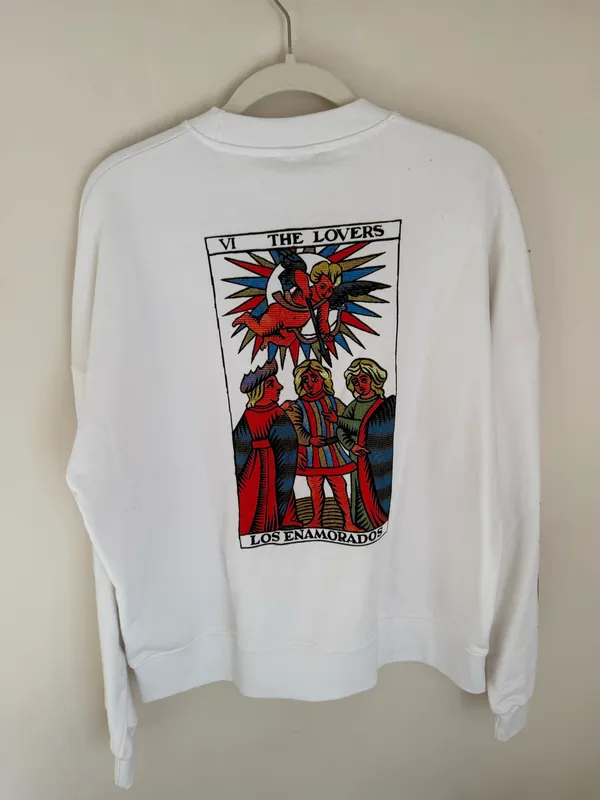 Zara White Graphic Tarot Card Crewneck Sweater - Image 2