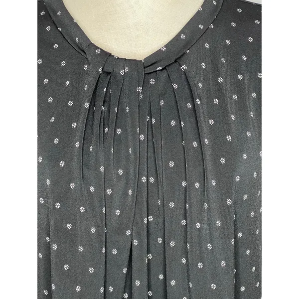 Worthington black/white floral print pleated blouse dressy business casual XL - Image 3