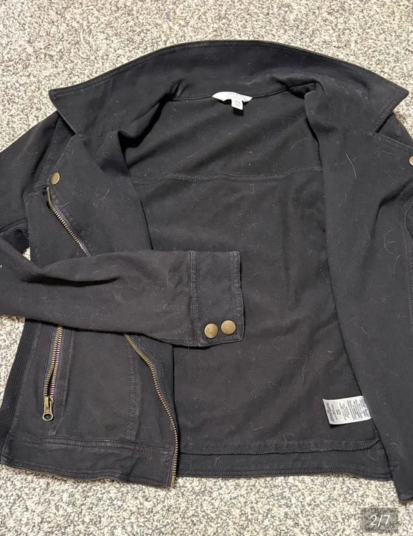Time and Tru Black Moto Jacket with Gold-Tone Hardware - Image 2
