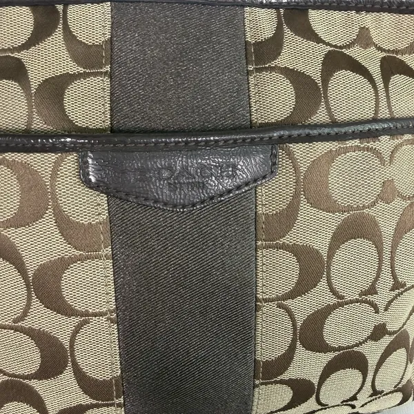 Coach Shoulder Bag‎ F28502 Signature Stripe Brown Canvas Leather Crossbody Y2K - Image 3