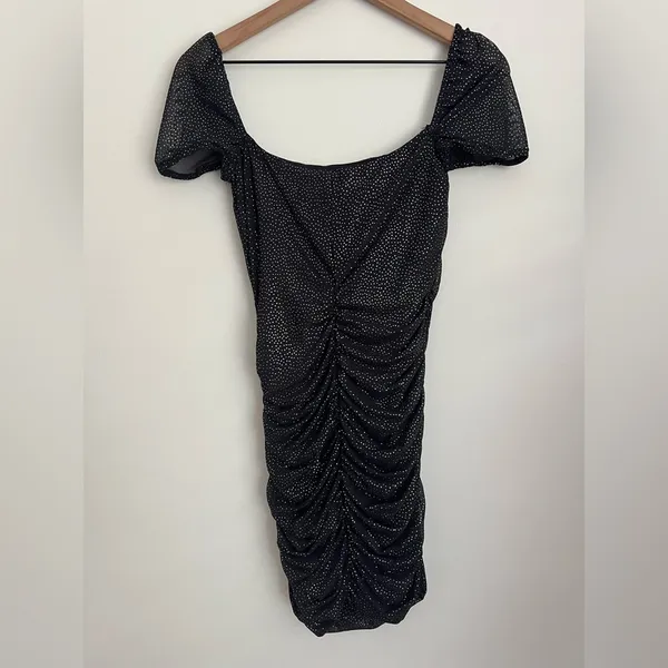 NWOT Lucy in the Sky Emaline Ruched Bodycon Mini Dress in Black homecoming M - Image 4