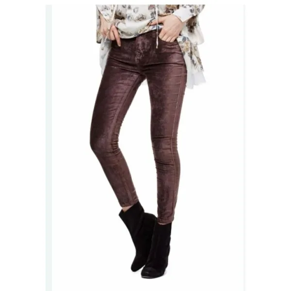 Free People Mulberry Cyndi High Rise Stretch Velvet Pants W28 - Image 2