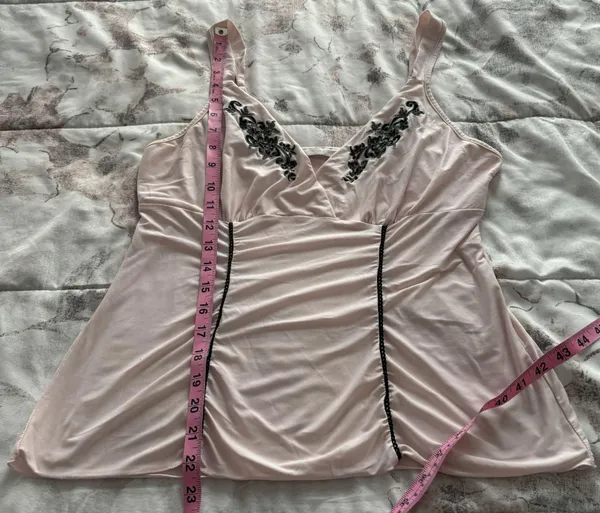 Pink Embroidered Babydoll Boho Pajama Top, size M - Image 8