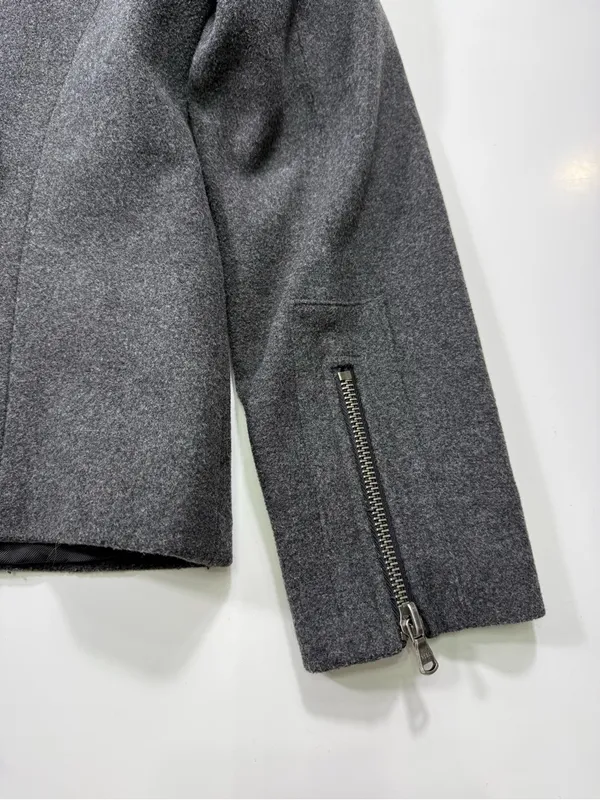 New York & Company Wool Blend Dark Gray Hooded Double-Breasted Pea Coat - Image 10
