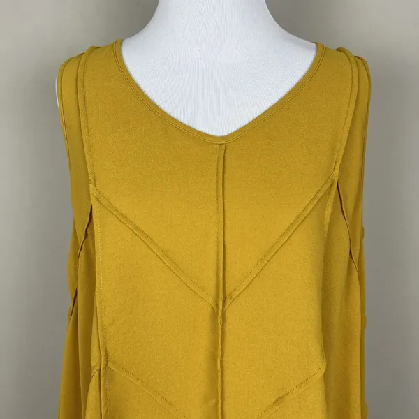 John Mark Tunic Top Womens Medium Yellow Sleeveless Boho‎ Swing Tank Layered Hem - Image 3