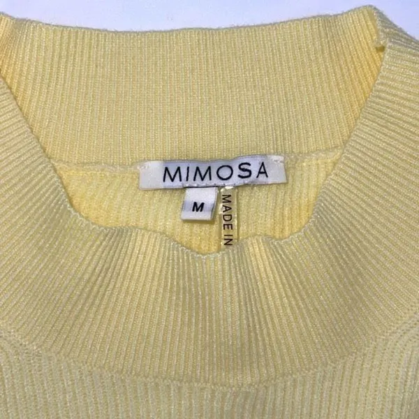 Mimosa Women's Ribbed Knit‎ Cropped Pullover Sweater Yellow Size Medium - Image 2