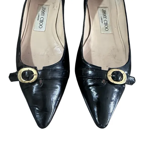 Jimmy Choo Black Patent Leather Pointy Toe Flats Womens Size 35.5‎ US 5.5 M - Image 3