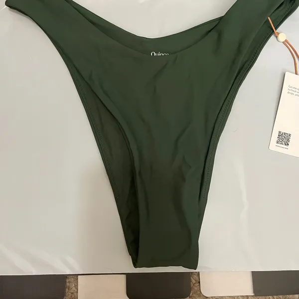 New Quince Italian High Rise High Leg Bikini Bottom & Cami Top Palm Green Medium - Image 2