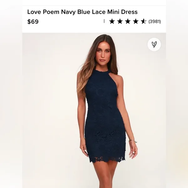 Love Poem Navy Blue Lace Mini Dress size medium - Image 6