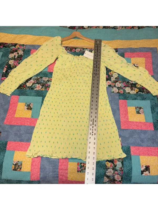Faithfull The Brand NWT $189 Size M Gombardy Mini Dress Bisset Floral Yellow - Image 10