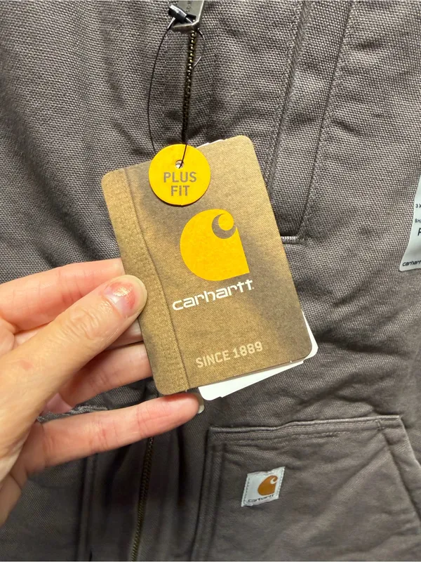Carhartt Washed Duck Mock Neck Vest Taupe Gray Sherpa Lined Zip Up Plus Size 3X - Image 5