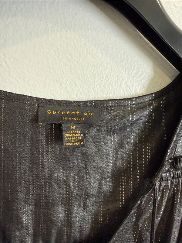 Anthropologie current air Bristol shiny black blouse size medium - Image 5