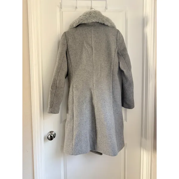 Club Monaco Evangah Wool Coat Heather Grey Small Vintage‎ Faux Fur Slavic - Image 7