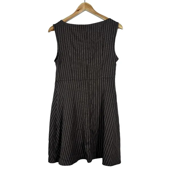 NWT Cider Pinstripe Mini Dress Brown Preppy Button Front Scoop Neck Size L - Image 3