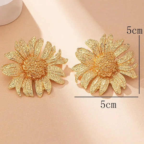 Vintage Blooming Large Sunflower Earrings - Image 4