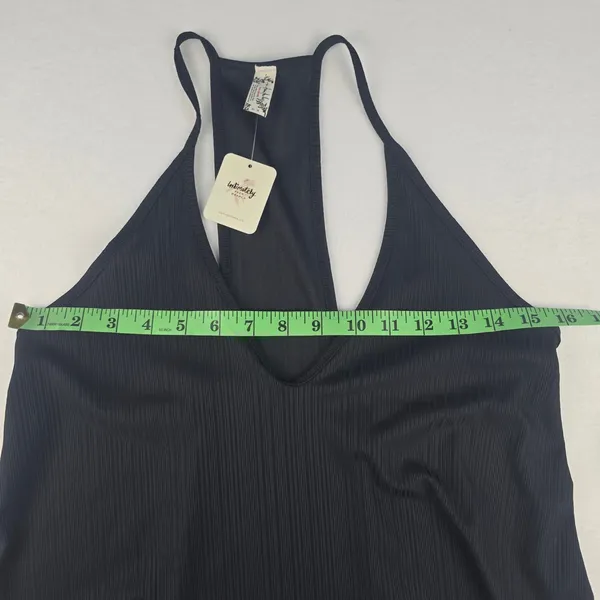 Free People -1646 NWT Slinky Slinky Ribbed V Neck Racerback‎ Tank Top Black XS - Image 8