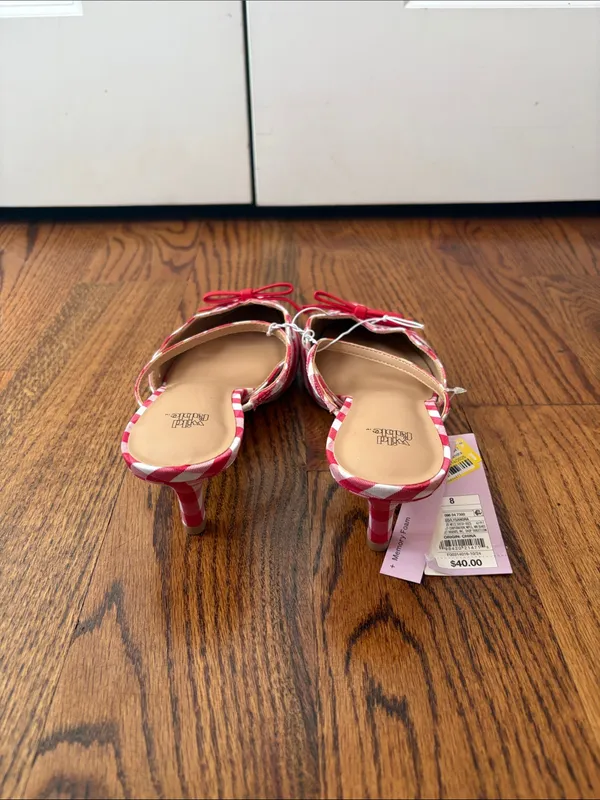 wild fable Red & White Gingham Pointed-Toe Slingback Mules Size 8 New with Tags - Image 4