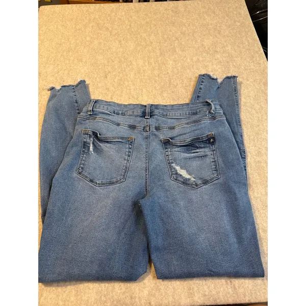 Maurices M. Jeans High Rise Skinny Distressed Button Fly Blue Denim 29x28.5 - Image 2