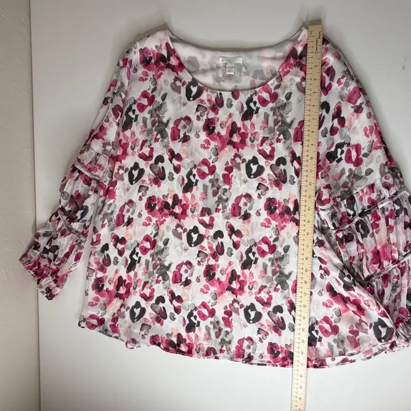 Cato Est 1946 Floral Leopard Blouse Size‎ 18/20W Pink Sheer Lightweight Lined - Image 8