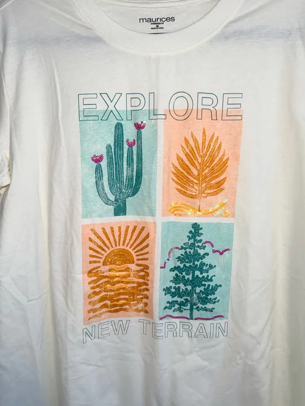 Maurices Explore New Terrains Oversized Graphic Tee Sequin Nature - Image 5