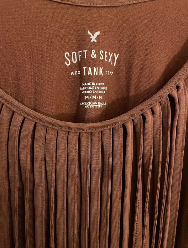 American Eagle Outfitters Rust Fringe Tank Top - Image 3