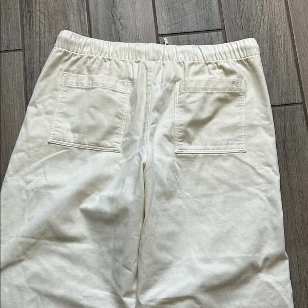 American Eagle Outfitters Women's Cream Wide-Leg Drawstring pants - Image 5