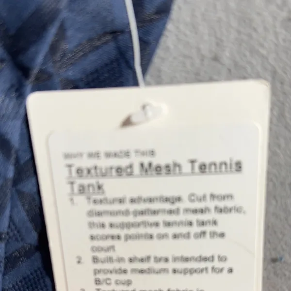 477 |‎ NWT Lululemon Textured Mesh Tennis Tank Built-in Bra Women XXS Club Blue - Image 5