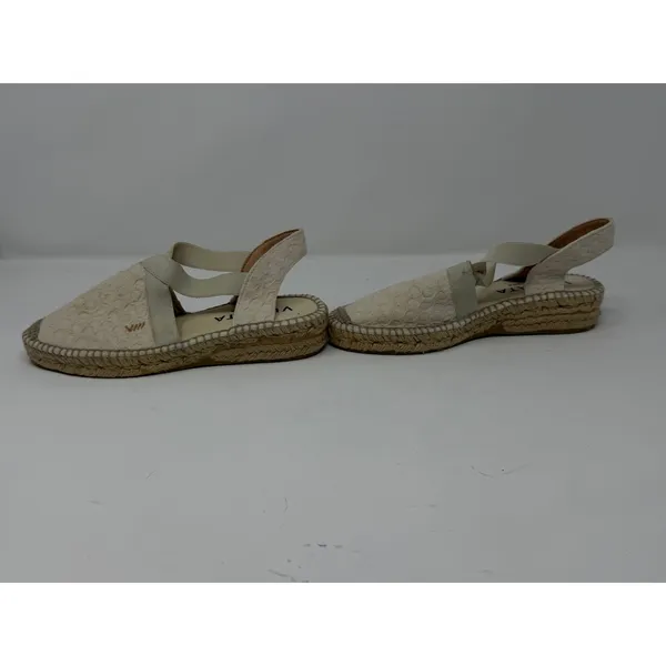 Viscata Sagaro Lace Espadrille Slingback Flat Cream Womens 37 - Image 5
