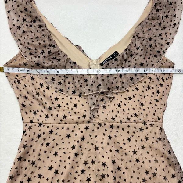 Nasty Gal Cream Mini Sundress with stars Sleeveless Scoop Neck size‎ 4 - Image 9
