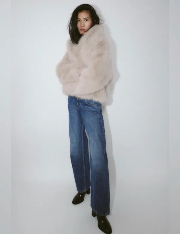 Zara Short Faux Fur Toggle Coat - Image 5