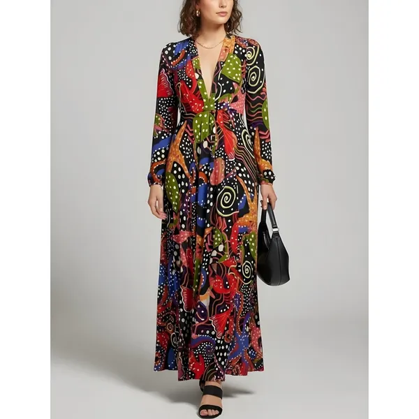 FARM RIO Under The Sea Maxi Dress, Multicolor, XS - Image 7