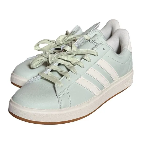Adidas Grand Court Sneakers Women's 9 Mint Green Cream Leather NIB Shoes - Image 7