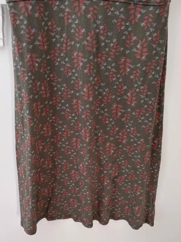 Toad & Co Rosemarie Dress Organic Cotton Olive Green Leaf Print Womens M - Image 9