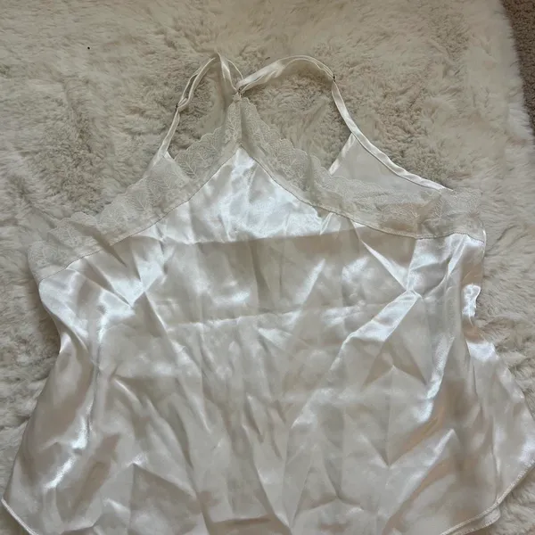 Satin lace tank top White - Image 2