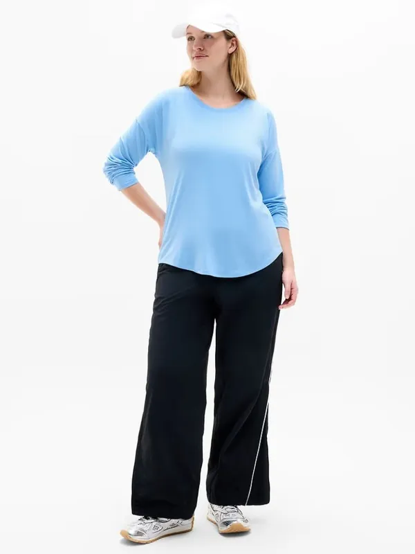 New Athleta L Move With Ease Top  Large  Regular Breeze Blue Long Sleeve - Image 4