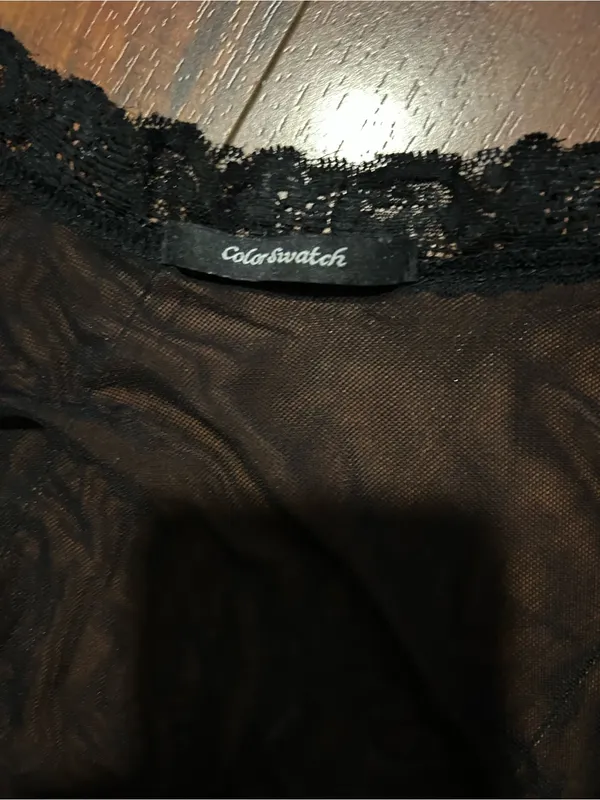 Swatch Black Sheer Lace Trim Top - Image 2