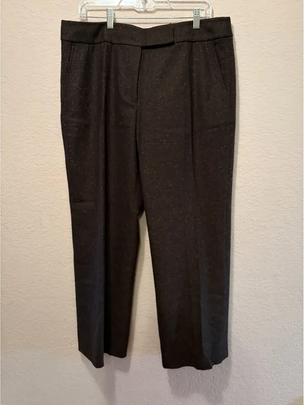 Façonnable Women's Brown Tweed Wool Blend Dress Pants Size‎ 4 - Image 9