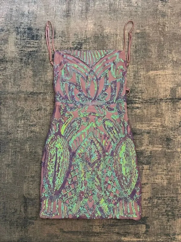 Lucy In The Sky Starstruck Strappy Dress in Iridescence Lilac Women's Small - Image 4