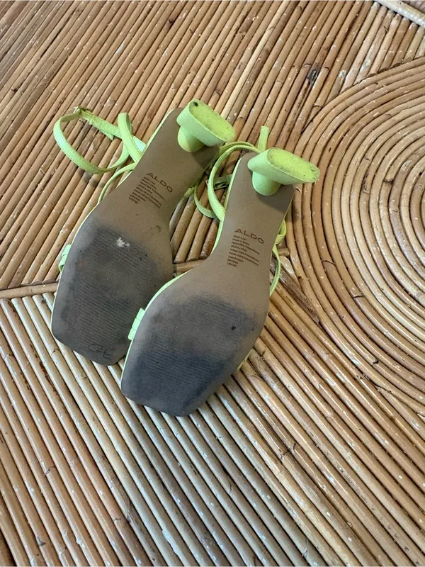 ALDO Lime Green Strappy Square-Toe Sandals - Image 7