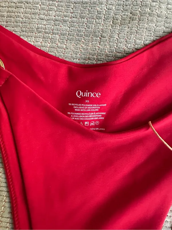 NWT Quince High Leg Ring bikini bottoms cherry - Image 3