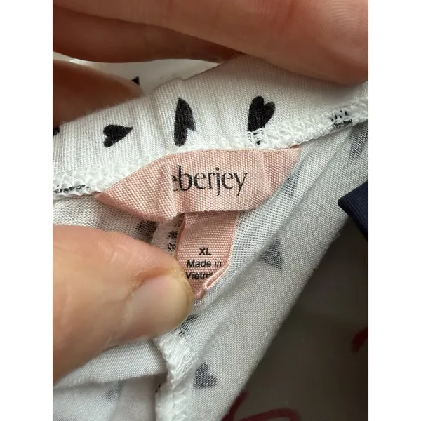 Eberjey Gisele Printed Long Pj Pants Tencel Heart To Heart White Bkack XL NEW - Image 7