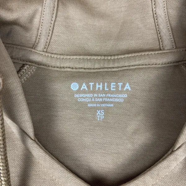 Athleta Hoodie Womens XS Brown V-Neck Pullover Jersey Pockets Logo Stretch - Image 3