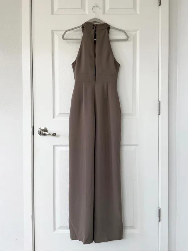 Aritzia Wilfred Pageturner Halter Jumpsuit in Taupe Crepe NWT - Image 5