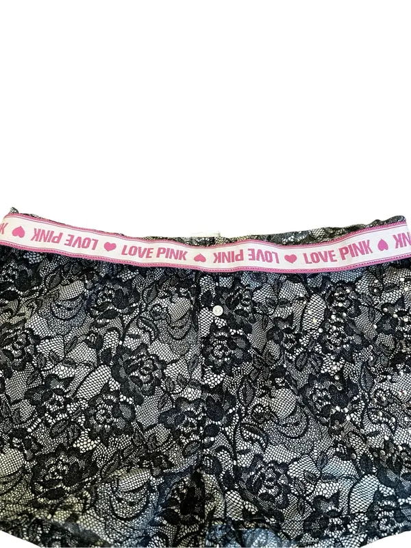 Vintage Y2K Victorias Secret PINK Mini Shorts Boxer Pajamas Lounge Coquette - Image 2